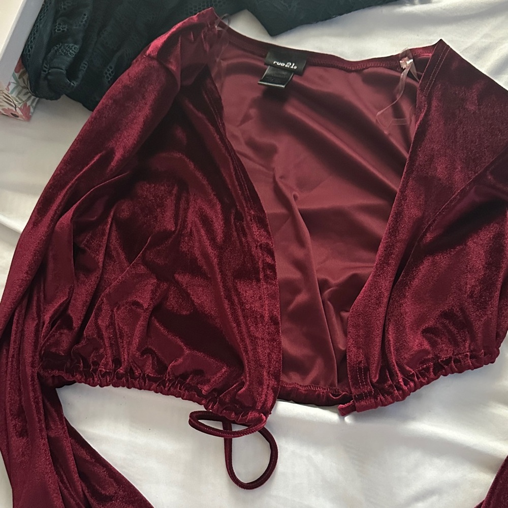 Rue21 Deep Red Velvet Top
